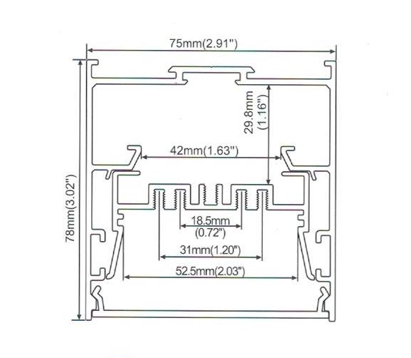 1 Meter 39.4" Suspended LED Aluminum Profile 78mm(H) x 75mm(W) Suit 52mm Flexible LED Strips
